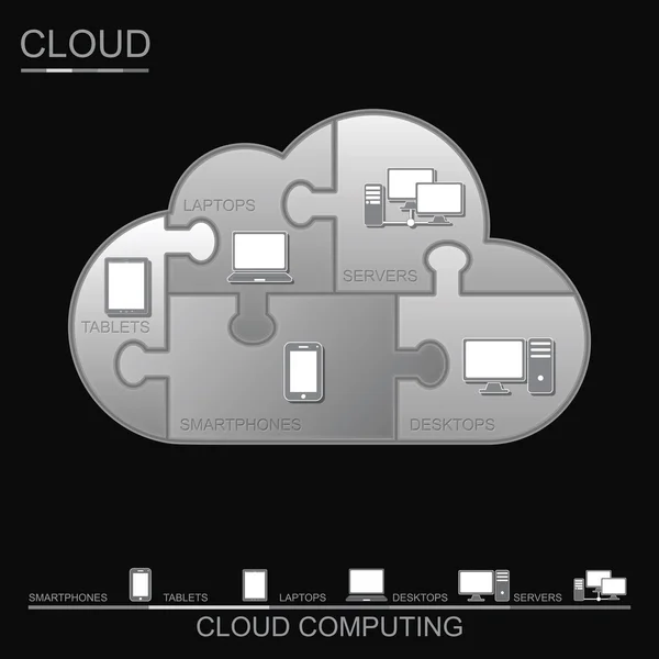 Cloud computing puzzle concept design — Stock Vector