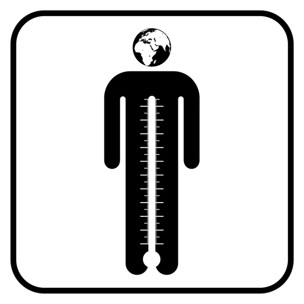 Eco symbol człowieka z termometrem — Wektor stockowy