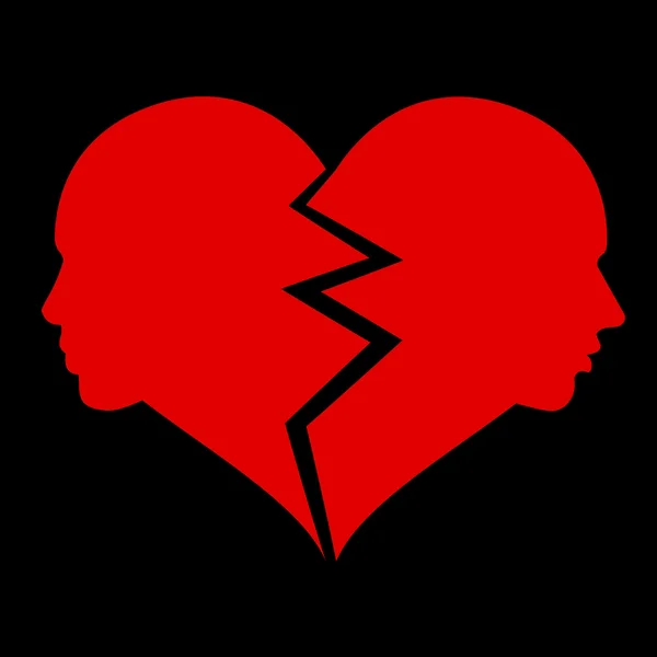 Woman and man in broken heart — Stock Vector