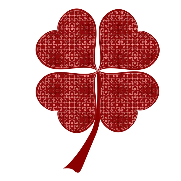 Lucky red hearts Clover — Stock Vector