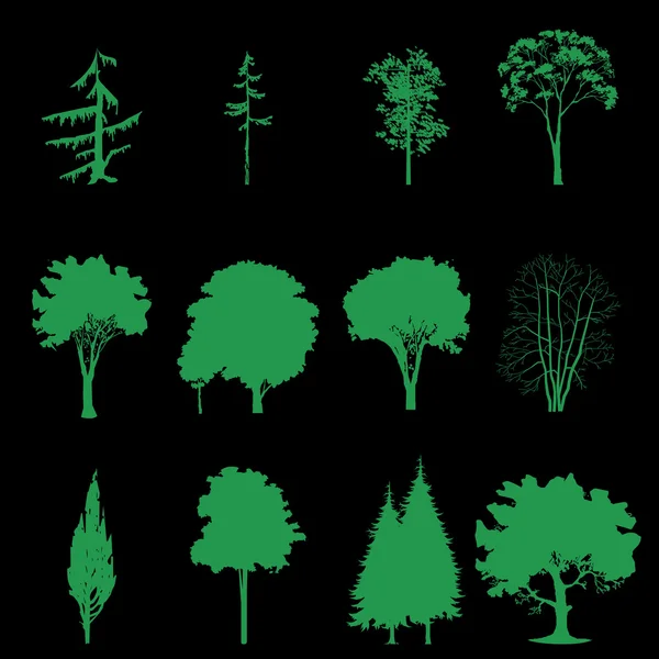 Set of different trees — Stock Vector