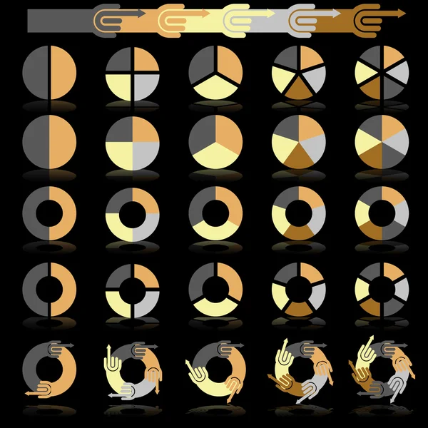 Icônes de tartes de progrès colorées — Image vectorielle