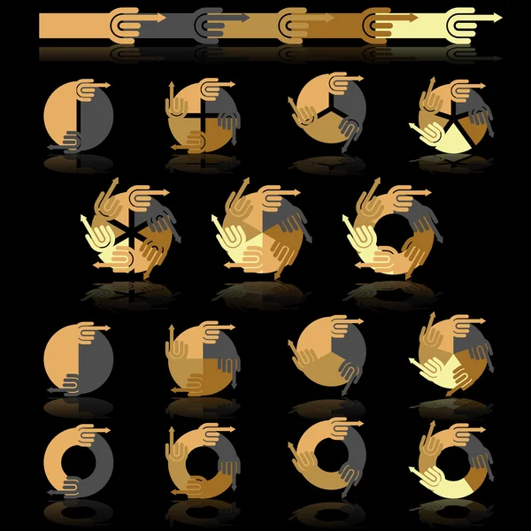 Kleurrijke vooruitgang taarten pictogrammen — Stockvector