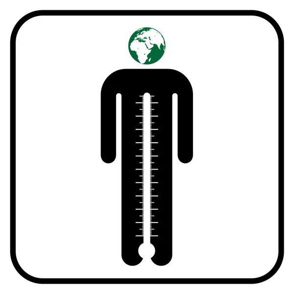 Eco symbol człowieka z termometrem — Wektor stockowy