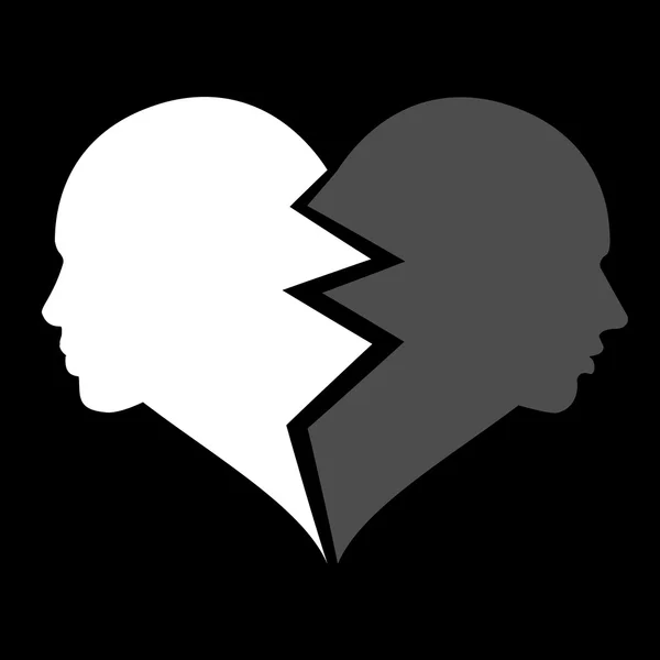 Woman and man in broken heart — Stock Vector