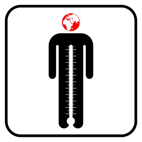 Symbole Eco homme avec thermomètre — Image vectorielle