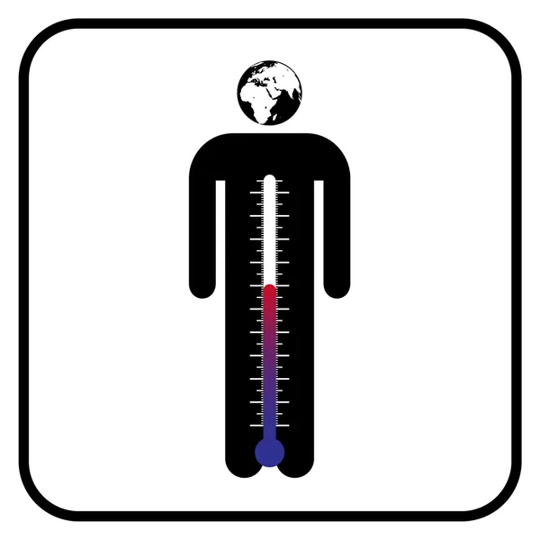 Eco man symbol with thermometer — Stock Vector