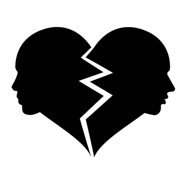 Mujer y hombre en el corazón roto — Vector de stock