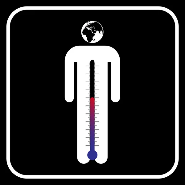 Символ человека-эко с термометром — стоковый вектор