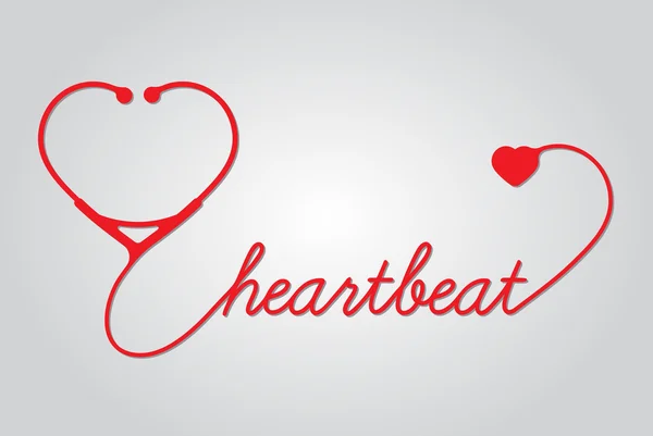 Stethoscope with heart, hearthbeat — Stock Vector