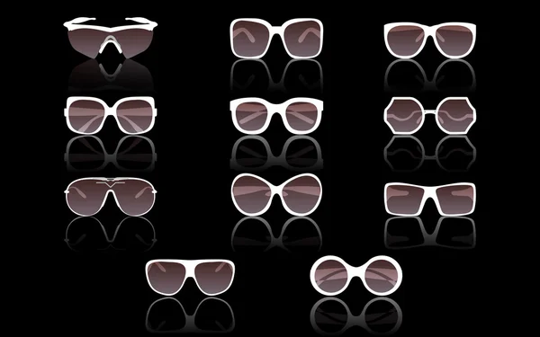 Sunglasses set on black — Stock Vector