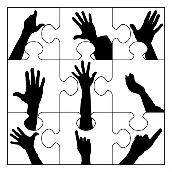 Puzzle resign hands — Stock Vector