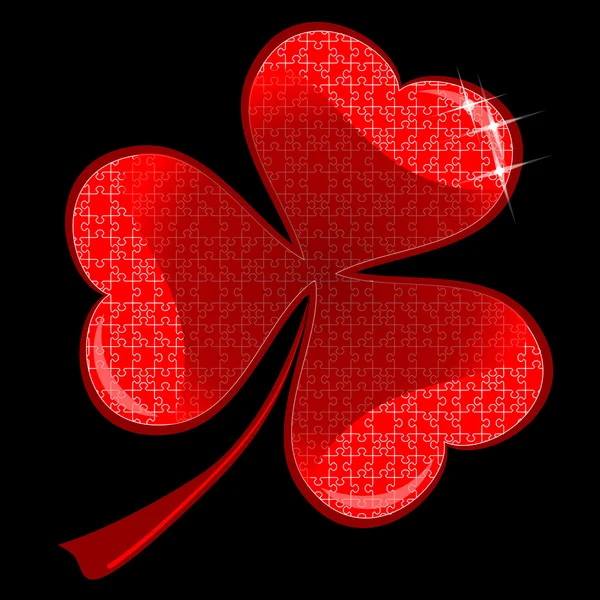 Lucky red heart Clover — Stock Vector