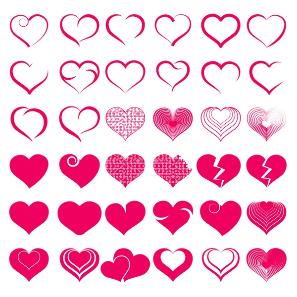 Набор символов сердца — стоковый вектор