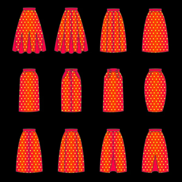 Set of woman skirts — Stock Vector