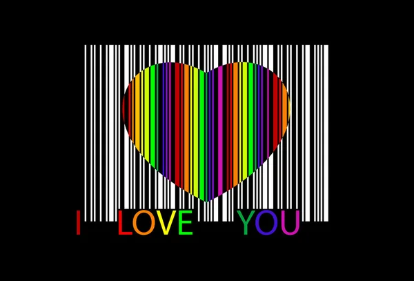 Colorful heart bar code — Stock Vector