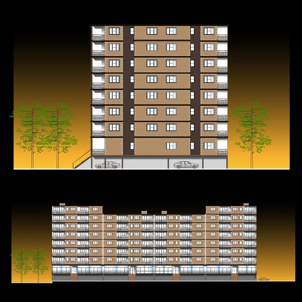 Fachada. Construção de habitações — Vetor de Stock