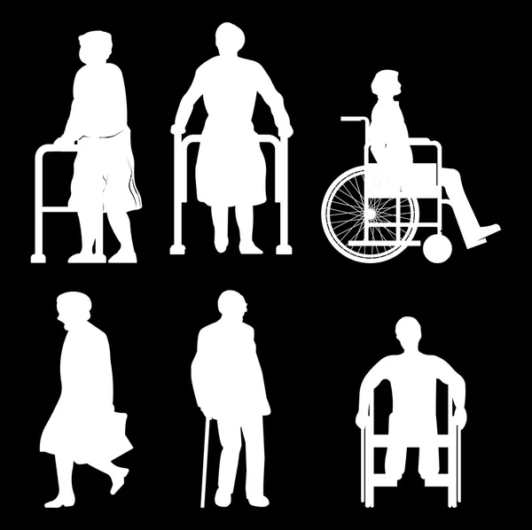 Personas de edad avanzada y personas con discapacidad — Archivo Imágenes Vectoriales