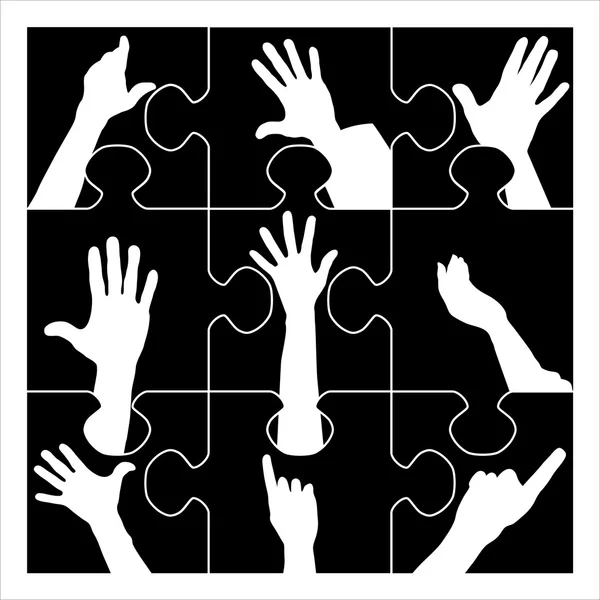Puzzle resign hands — Stock Vector