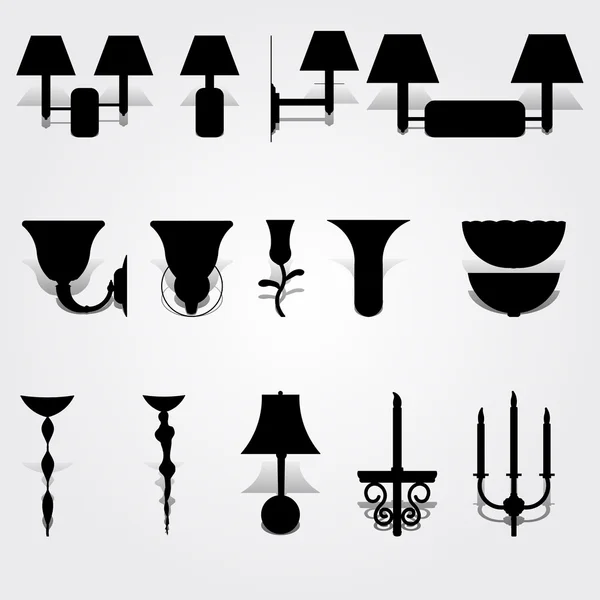Conjunto de lâmpadas de parede de luxo — Vetor de Stock