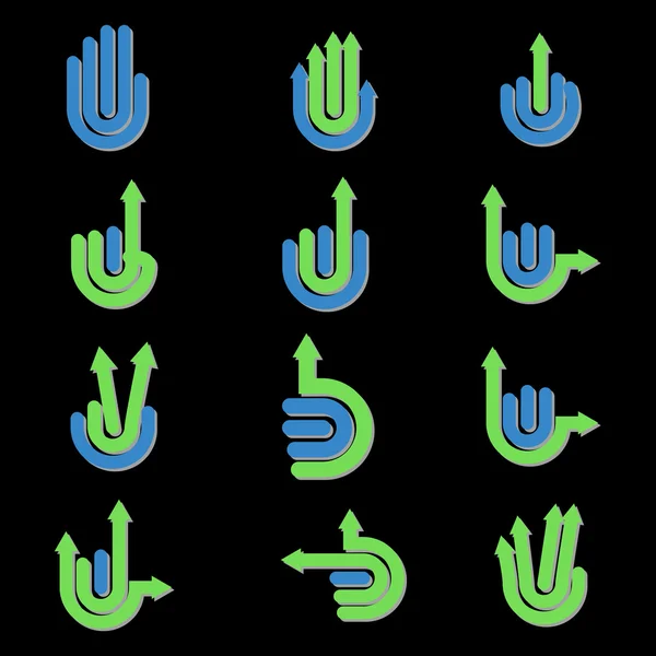 Seta Mão Gestos e sinais — Vetor de Stock