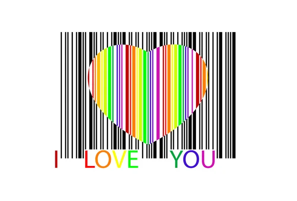 Colorful heart bar code — Stock Vector