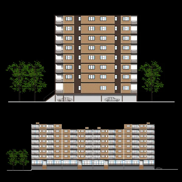 Fachada. Construção de habitações — Vetor de Stock