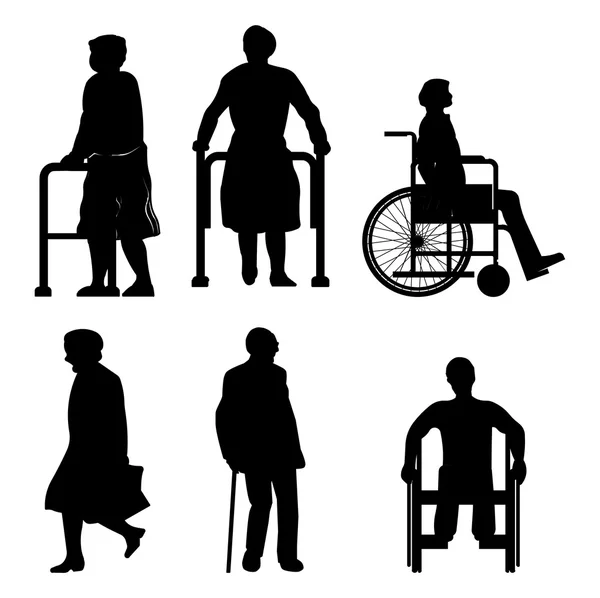 Oude mensen en gehandicapte personen — Stockvector