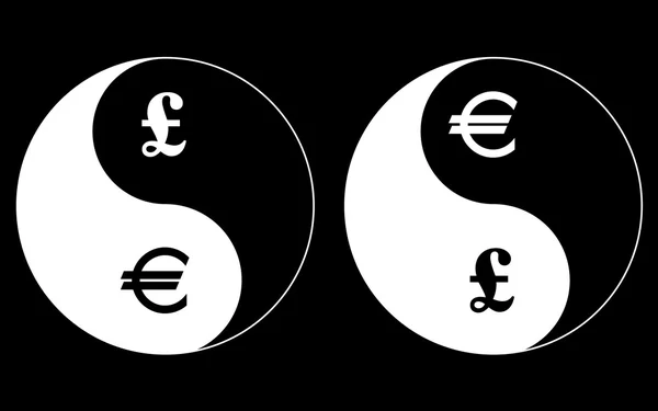 Yin-Yang currency symbols — Stock Vector