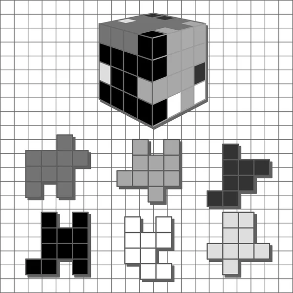 Puzzle cubo tetris — Vector de stock