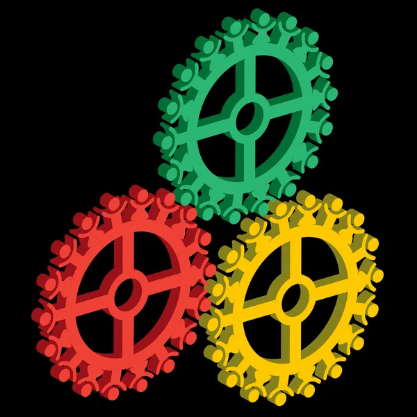 Gears turn in unison — Stock Vector