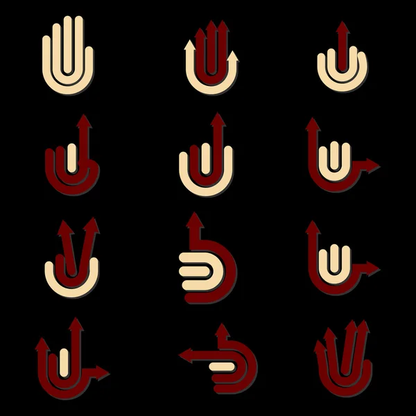 Seta Mão Gestos e sinais — Vetor de Stock