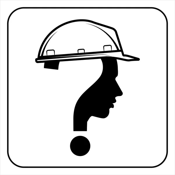 Worker man sign with question — Stock Vector