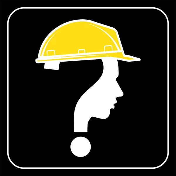 Worker man sign with question — Stock Vector