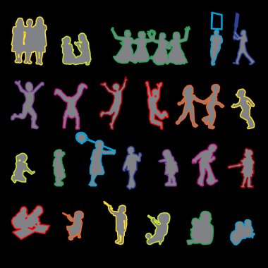 Çocuklar oynarken Silhouettes