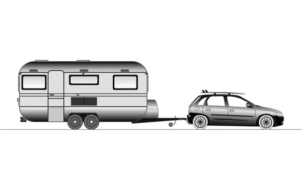 Campingvogn eller autocamper – Stock-vektor