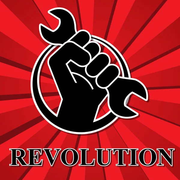 Puño revolución símbolo con llave inglesa — Vector de stock