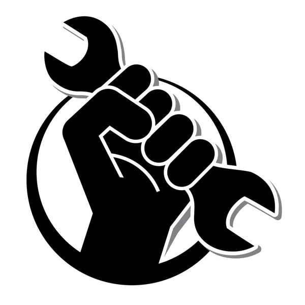 Fist revolution symbol with wrench — Stock Vector