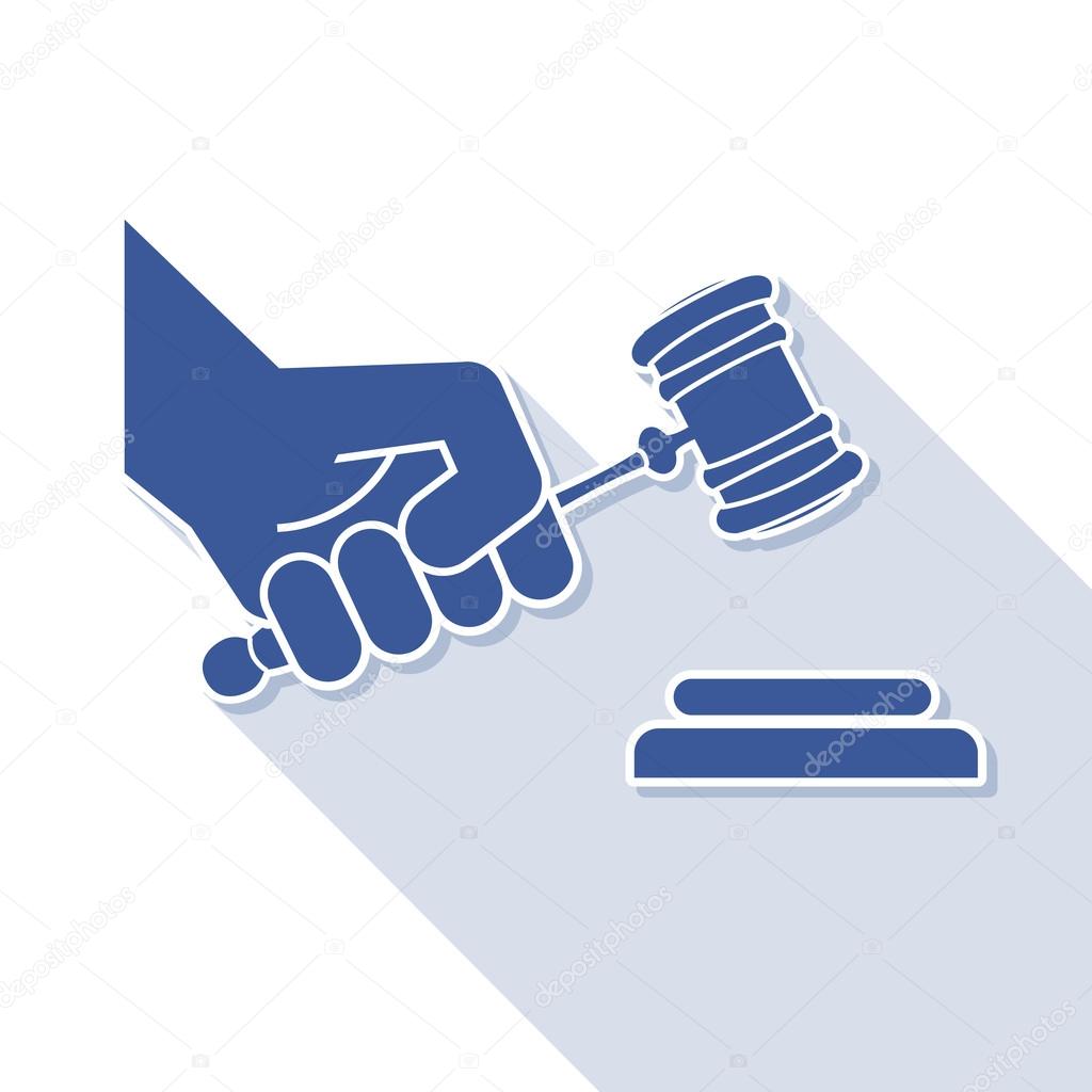 Judge gavel in hand symbol