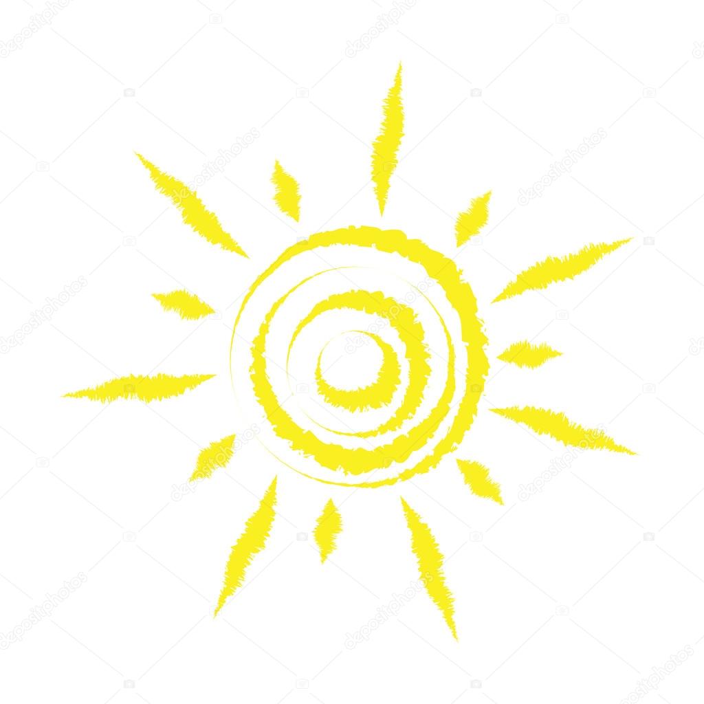 Yellow hand drawn sun,