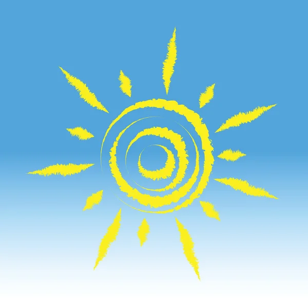 Yellow Sun on blue — 图库矢量图片