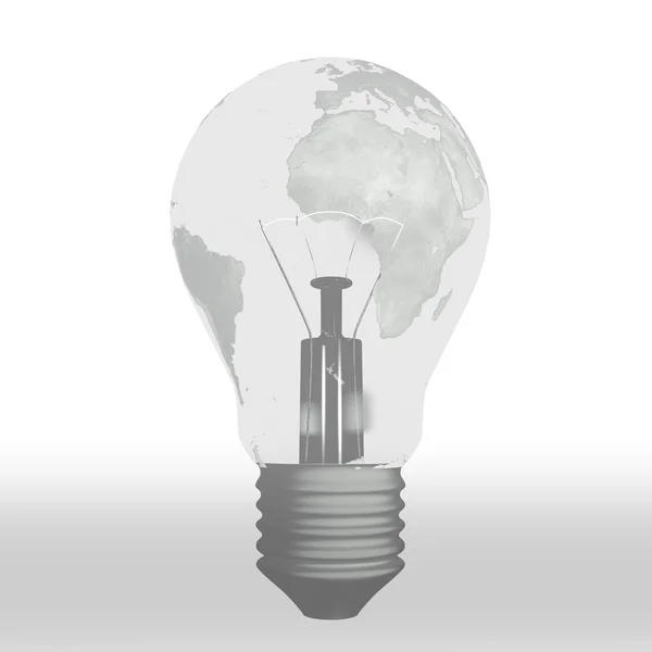 Bulb with world map — 图库照片