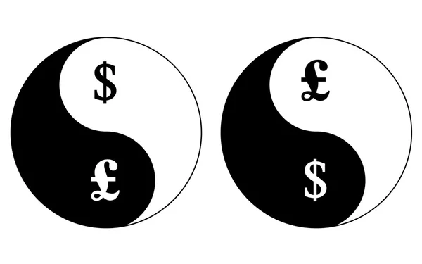 Símbolos de moeda yin-yang —  Vetores de Stock