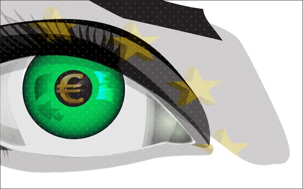 Olho ganancioso com sinal do euro —  Vetores de Stock