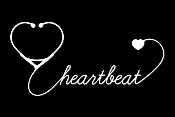 Hearthbeat の心と聴診器 — ストックベクタ
