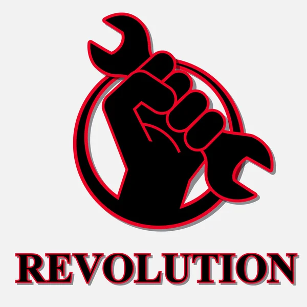 Puño revolución símbolo con llave inglesa — Vector de stock