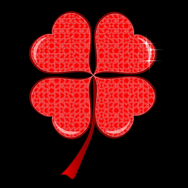 Щасливе червоне серце Кловер — стоковий вектор
