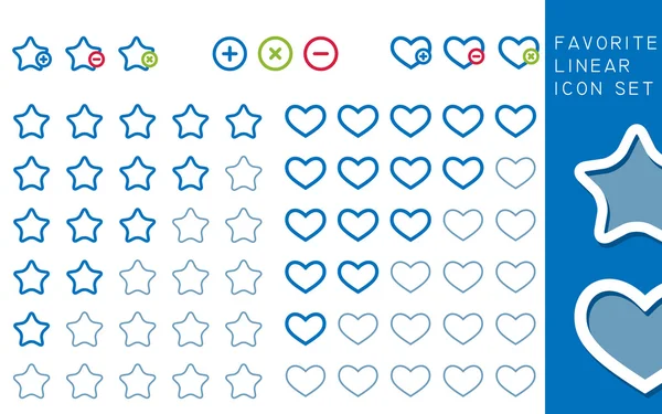 Estrellas y corazones Iconos Set — Vector de stock