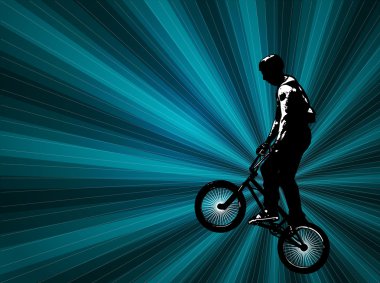 BMX dublör bisikletçi arka plan üzerinde