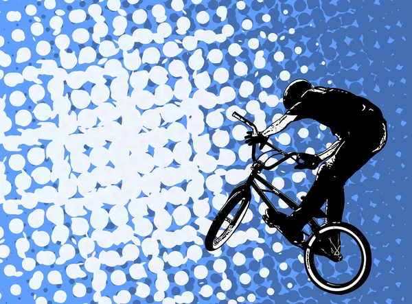 BMX stunt fietser op de abstracte achtergrond — Stockvector